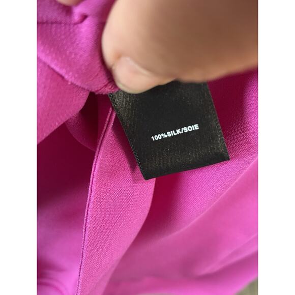 Lafayette 148 Blouse Size 12 100% Silk Scoop Neck Sleeveless Tank Lined Fuschia - Picture 6 of 7